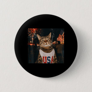 July 4th Patriotic Cat Smoking Cigarette 250 Years 6 Cm Round Badge