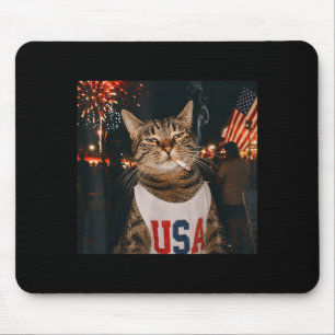 July 4th Patriotic Cat Smoking Cigarette 250 Years Mouse Mat