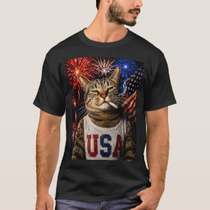 July 4th Patriotic Cat Smoking Cigarette 250 Years T-Shirt