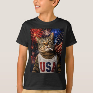 July 4th Patriotic Cat Smoking Cigarette 250 Years T-Shirt