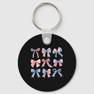 July 4th Patriotic Coquette Girly Girl American Fl Key Ring