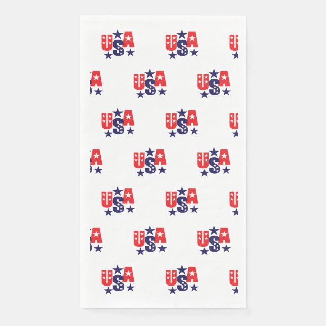 July 4th Patriotic Paper Guest Towel Napkin (Front)