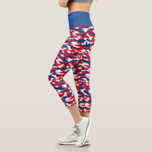 July 4th Patriotic USA Camo Capri Leggings