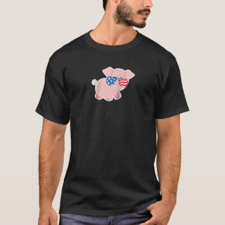 July 4th Piggy Pig Funny American Flag USA Fourth  T-Shirt