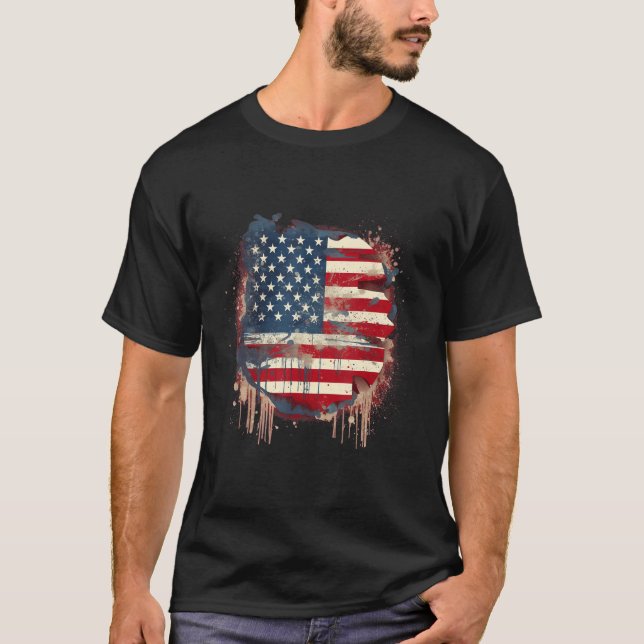 July 4th Product  Patriotism, American Flag_22 T-Shirt (Front)
