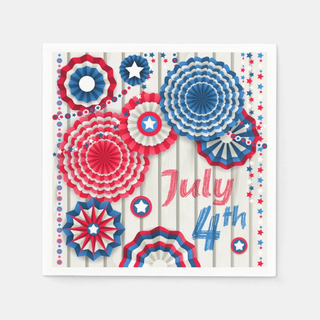 July 4th Red White And Blue Patriotic | Holidays Napkin (Front)