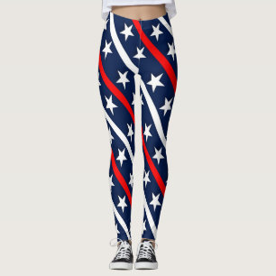 July 4th red, white and blue pattern leggings