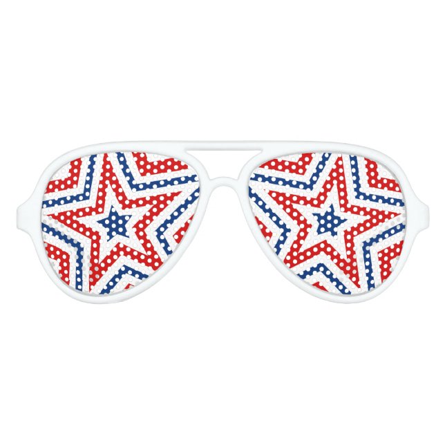 July 4th Red White and Blue Star Aviator Sunglasses (Front)