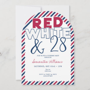 July 4th Red White Blue BBQ Picnic Birthday Party Invitation