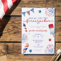 July 4th red white blue Gender reveal firecracker 