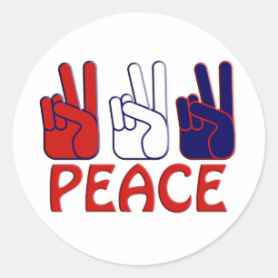 July 4th Red White & Blue Peace  1.5" Classic Round Sticker