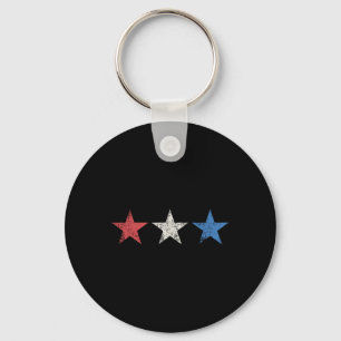 July 4th Red White Blue Stars Cute Usa Patriotic A Key Ring