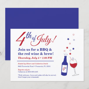 July 4th Red Wine & Brew BBQ Invitation
