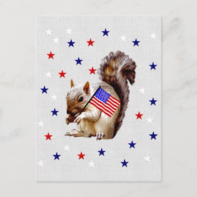 July 4th Squirrel Postcard (Front)