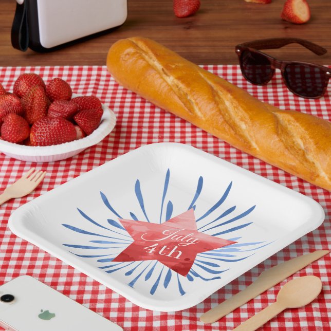 July 4th Star Fireworks Paper Plate (Picnic)
