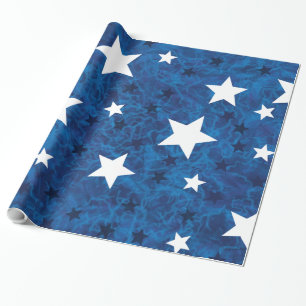 July 4th Stars on Blue Wrapping Paper