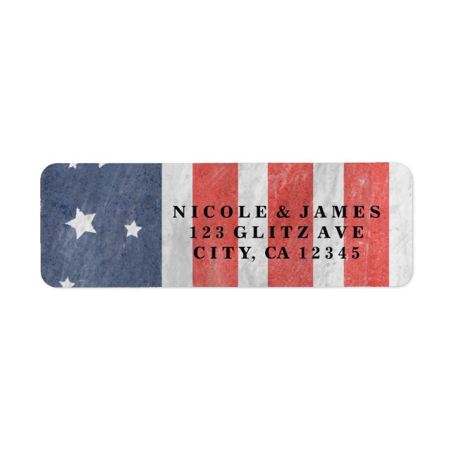 July 4th Stars Stripes Red White Blue USA Labels (Front)