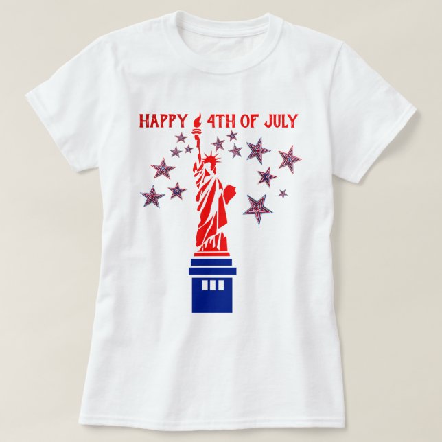 July 4th Statue of Liberty American T-Shirt (Design Front)