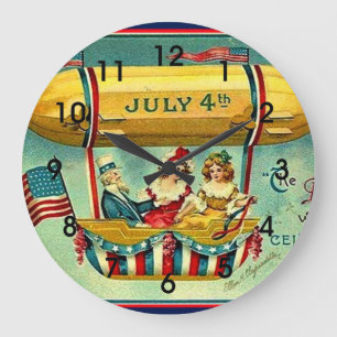 July 4th - The Day We Celebrate Large Clock