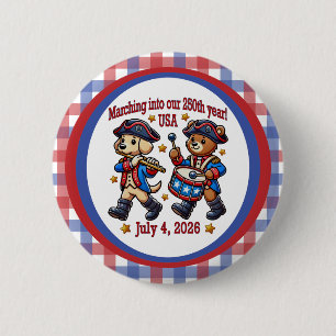 July 4th USA 250th Anniversary Semiquincentennial  6 Cm Round Badge