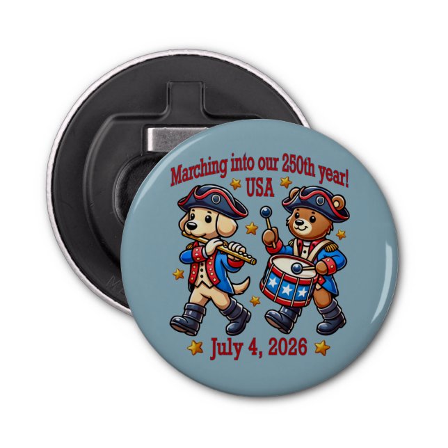 July 4th USA 250th Anniversary Semiquincentennial  Bottle Opener (Front)