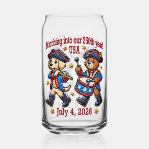 July 4th USA 250th Anniversary Semiquincentennial Can Glass
