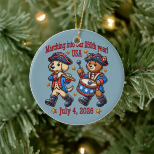 July 4th USA 250th Anniversary Semiquincentennial  Ceramic Tree Decoration