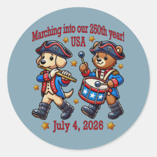 July 4th USA 250th Anniversary Semiquincentennial Classic Round Sticker