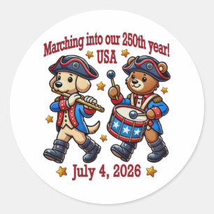 July 4th USA 250th Anniversary Semiquincentennial  Classic Round Sticker