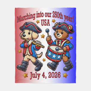 July 4th USA 250th Anniversary Semiquincentennial Fleece Blanket