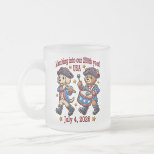 July 4th USA 250th Anniversary Semiquincentennial Frosted Glass Coffee Mug