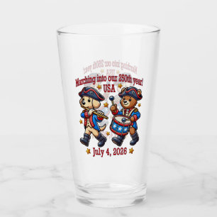 July 4th USA 250th Anniversary Semiquincentennial Glass