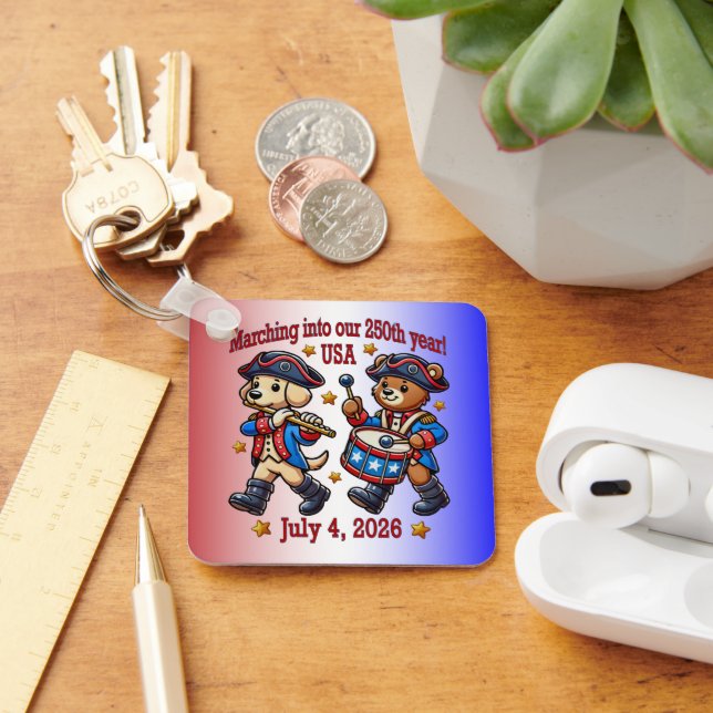 July 4th USA 250th Anniversary Semiquincentennial  Key Ring (Desk)