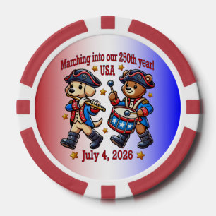July 4th USA 250th Anniversary Semiquincentennial Poker Chips