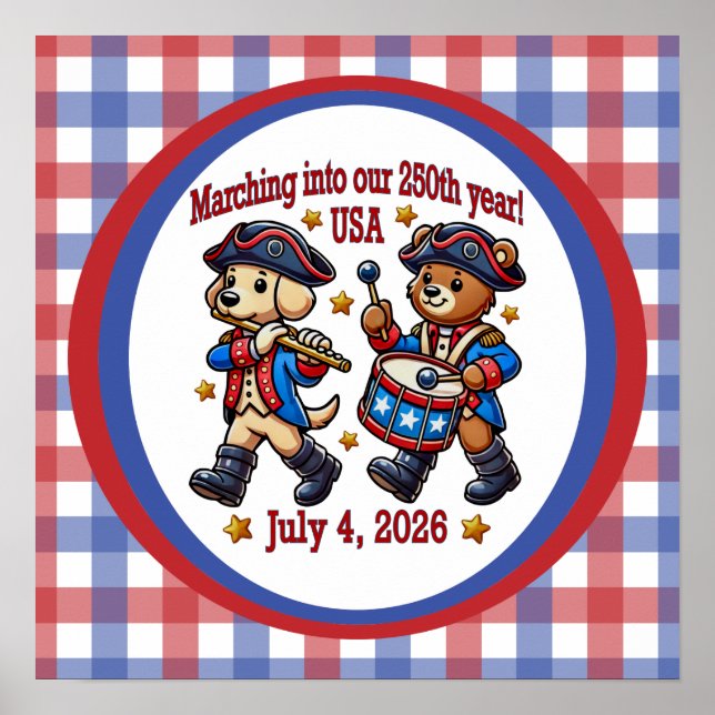 July 4th USA 250th Anniversary Semiquincentennial  Poster (Front)