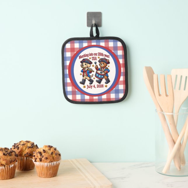 July 4th USA 250th Anniversary Semiquincentennial  Pot Holder (Insitu(Hanging))