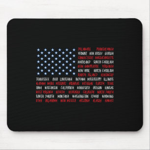 July 4th Usa American Flag All 50 State Names Wome Mouse Mat
