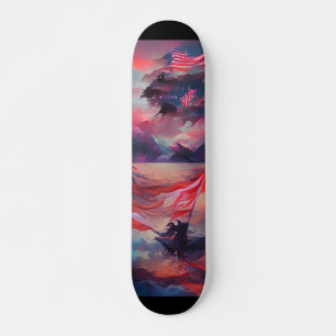 July 4th USA flag digital abstract art  Skateboard