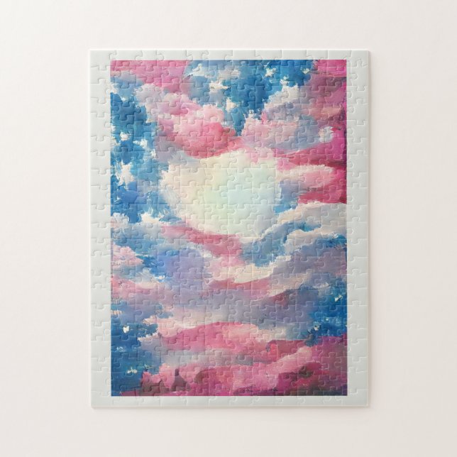 July 4th USA flag love digital abstract art Jigsaw Puzzle (Vertical)