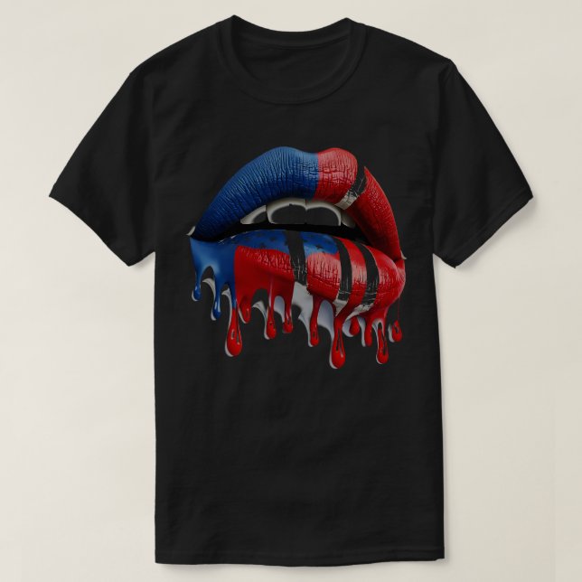July 4th USA flag womans lips where the lipstick a T-Shirt (Design Front)