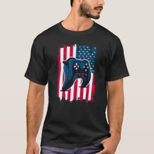 July 4th Video Gamer American Flag Patriotic Indep T-Shirt