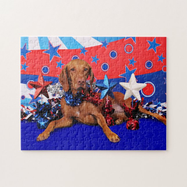 July 4th - Vizsla - Reagan Jigsaw Puzzle (Horizontal)