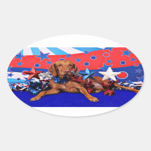 July 4th - Vizsla - Reagan Oval Sticker
