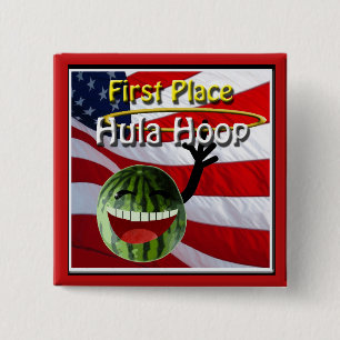 July 4th Watermelon Party 1st Place Hula Hoop 15 Cm Square Badge