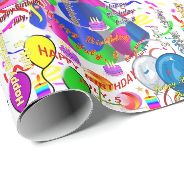 July, 5 Birthday Gift Wrapping Paper (Roll Corner)