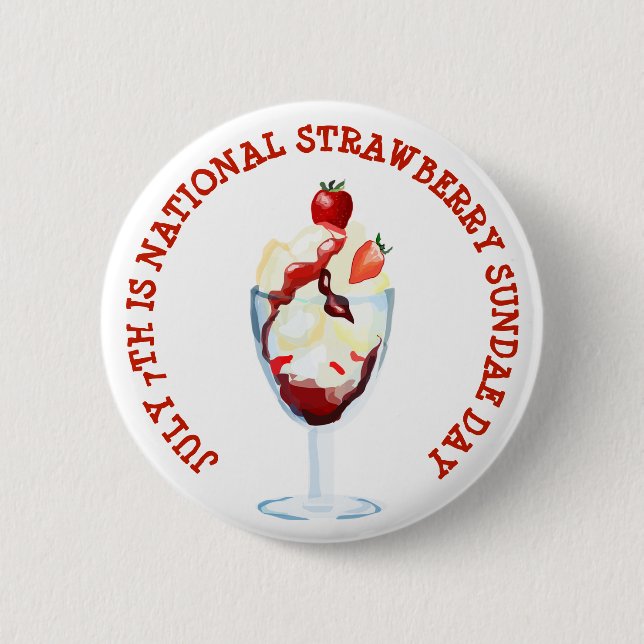 July 7th is National Strawberry Sundae Day 6 Cm Round Badge (Front)