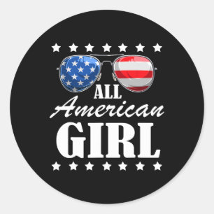 July America Independence Day Patriot Usa Womens & Classic Round Sticker