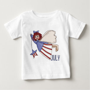 July Angel Summer Patriotic Design Baby T-Shirt