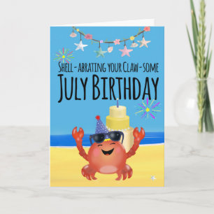 July beach birthday card
