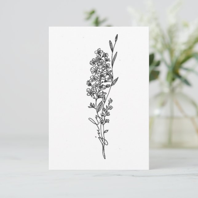 July birth flower birthday card, larkspur card (Standing Front)